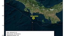 Temblor de 5,6 se siente en gran parte de Costa Rica
