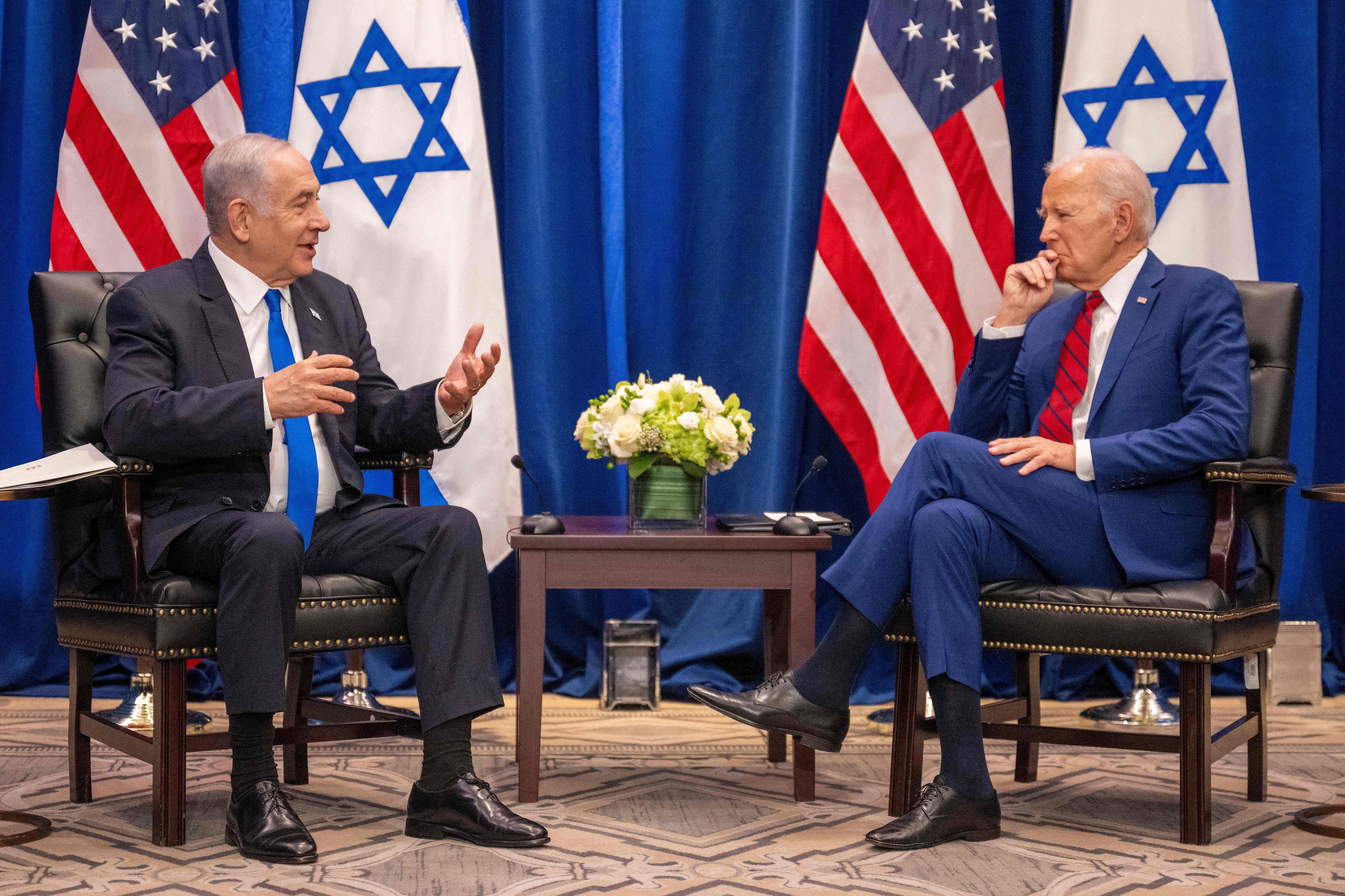 El presidente estadounidense, Joe Biden, se reunió con el primer ministro israelí, Benjamin Netanyahu, el pasado 20 de setiembre de 2023. (Foto de Jim WATSON / AFP)