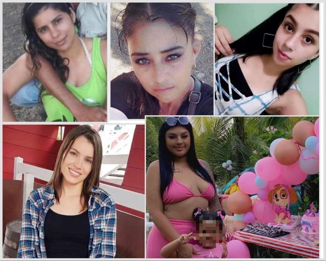 Juliana Diermissen, Emilce Soto, Nadia Peraza, Kimberly Araya, Kristtel Fernández y su hija son parte de las víctimas de la violencia intrafamiliar.