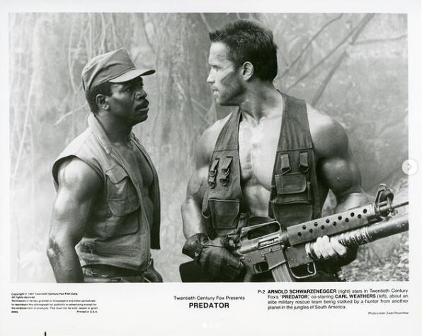 Arnold Schwarzenegger le dedicó un especial mensaje a Carl Weathers y recordó cuando trabajaron juntos en 'Predator'.Foto: Instagram
