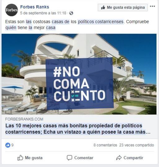 NoComaCuento: Lista de las 10 mejores casas de políticos costarricenses es  falsa | La Nación