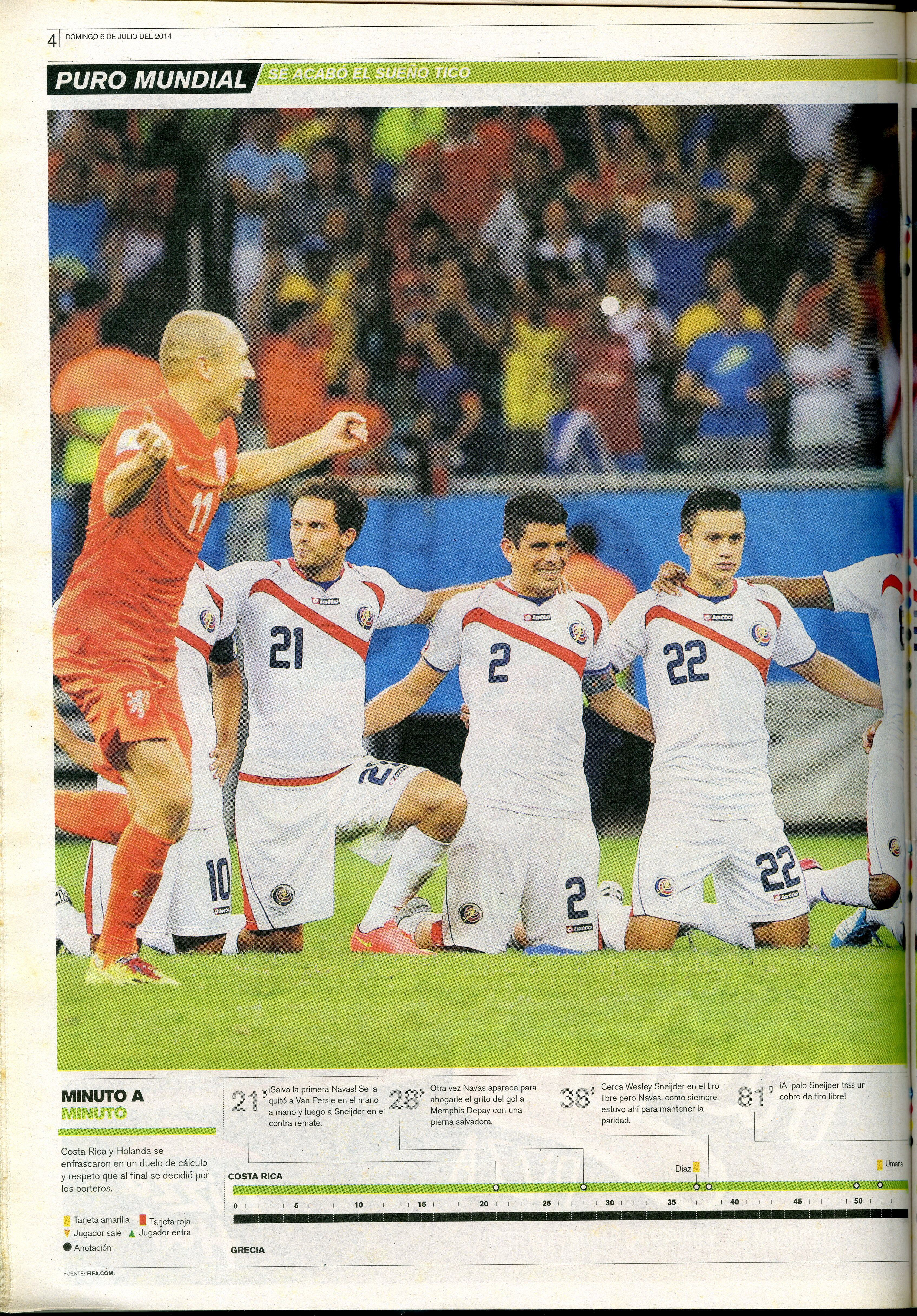 La Selección de Costa Rica hizo un Mundial brillante en Brasil 2014.
Fotografía: Archivo LN