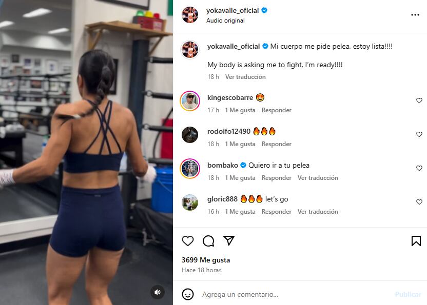 Yokasta Valle les expresa a sus seguidores de Instagram que está lista para su próxima pelea.