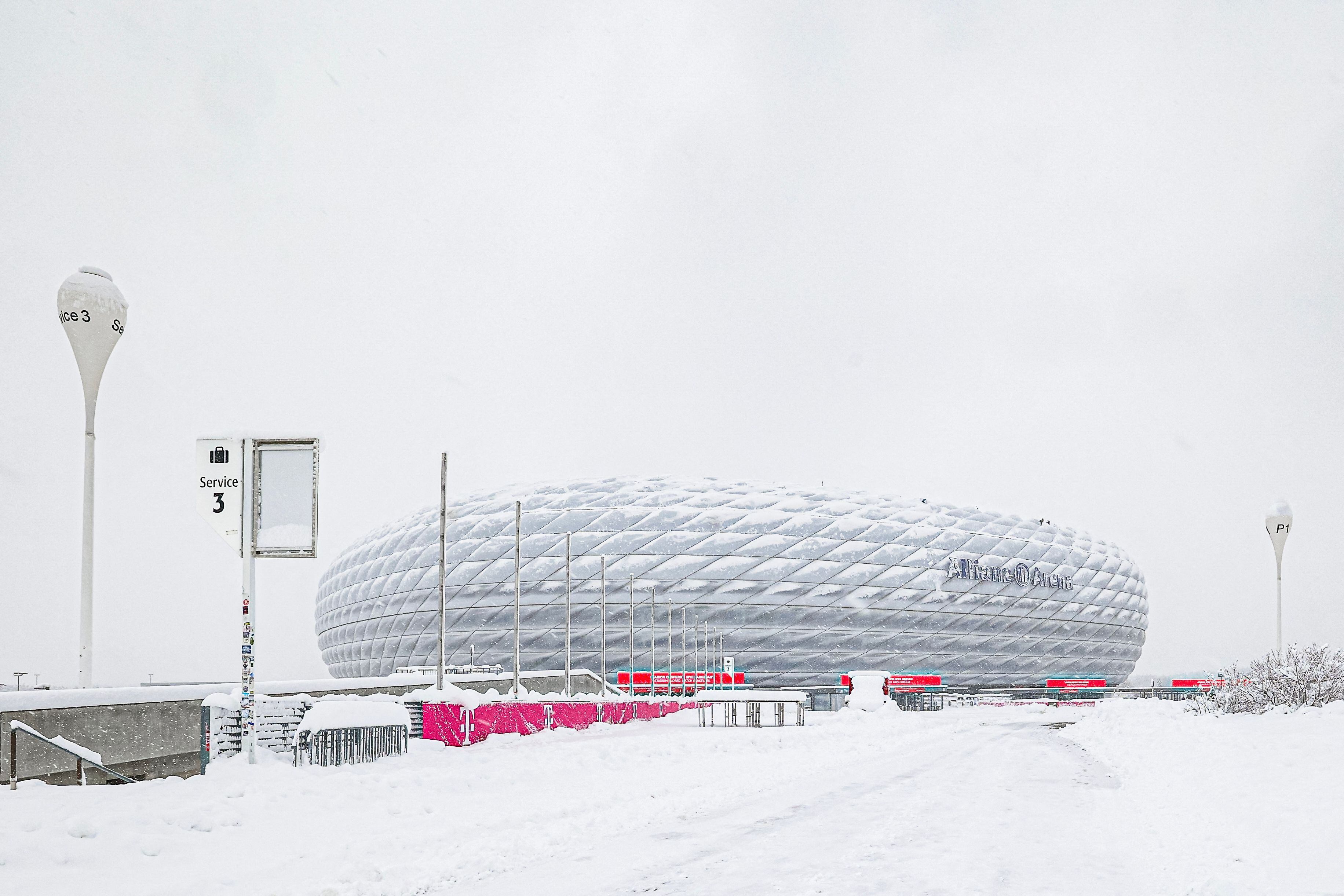 El estadio Allianz Arena de la ciudad alemana de Múnich, cerrado por las nevadas el 2 de diciembre de 2023 © Alexandra Beier / AFP
