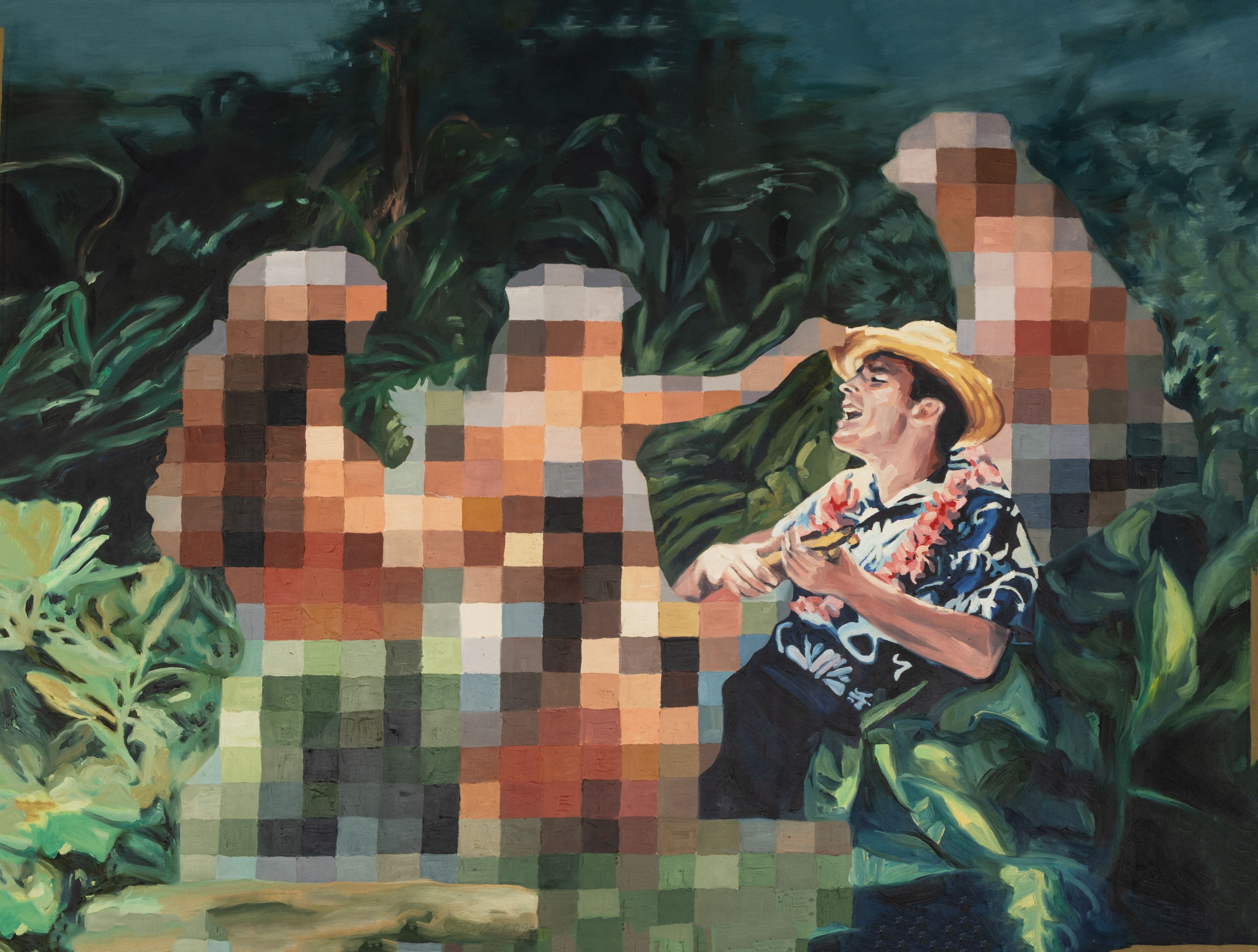 Óleo sobre lienzo 'Los beneficios del paraíso 1', del costarricense Adrián Arguedas.