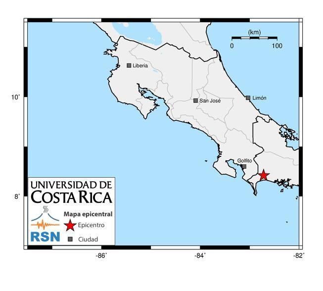 Un temblor de 5,9 grados sacudió Panamá y se sintió en el sur de Costa Rica la madrugada de este lunes. Imagen: RSN.