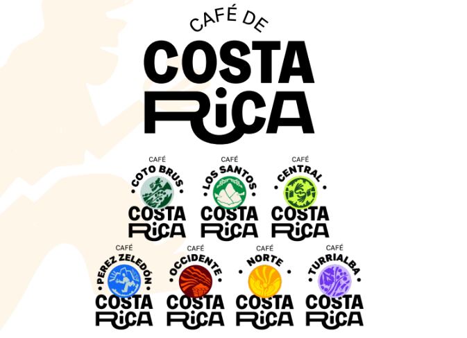 La marca país Café de Costa Rica cuenta con distintivos que identifican a las siete regiones productoras del país. (Captura de pantalla)