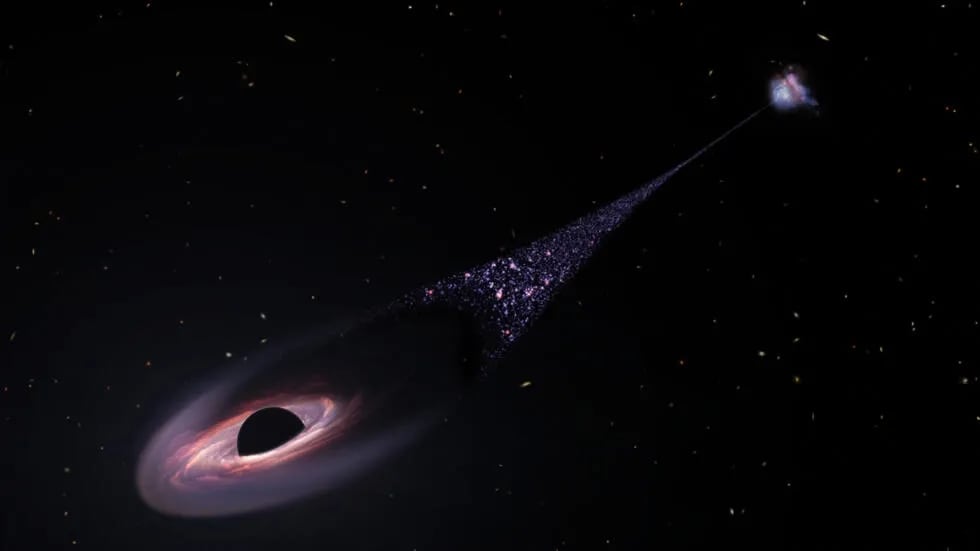 Esta es la representación artística de cómo se vería ese agujero negro.
NASA/ESA/AFP