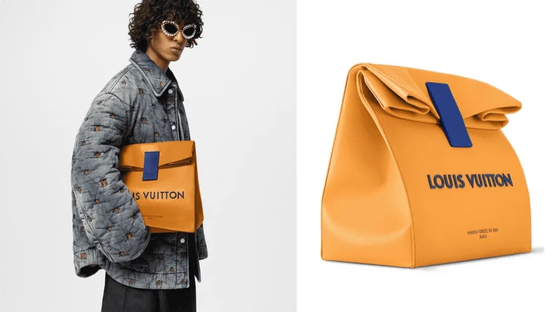Bolso de la marca 'Luis Vuitton' en forma de bolsa de papel cuesta más de $3000.