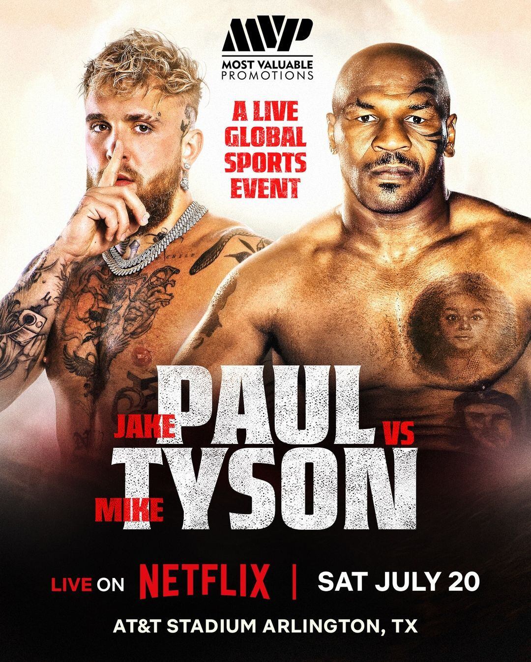 Mike Tyson se enfrentará a Jake Paul en un encuentro de boxeo que se llevará a cabo en el estadio AT&T, situado en Arlington, Texas, Estados Unidos.