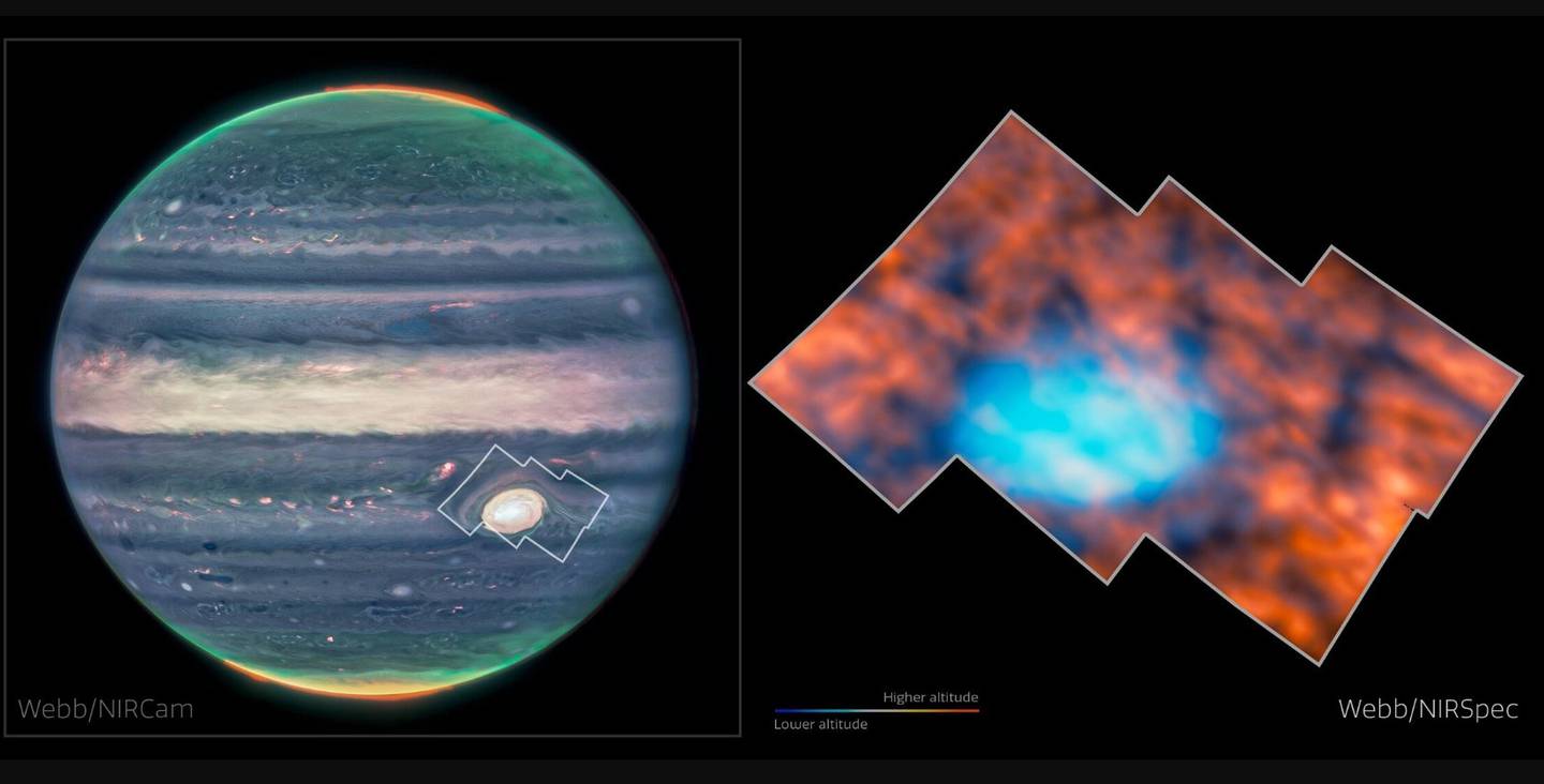 El telescopio Webb descubre estructuras intrincadas sobre la Gran Mancha Roja de Júpiter, revelando una región más compleja de lo esperado.