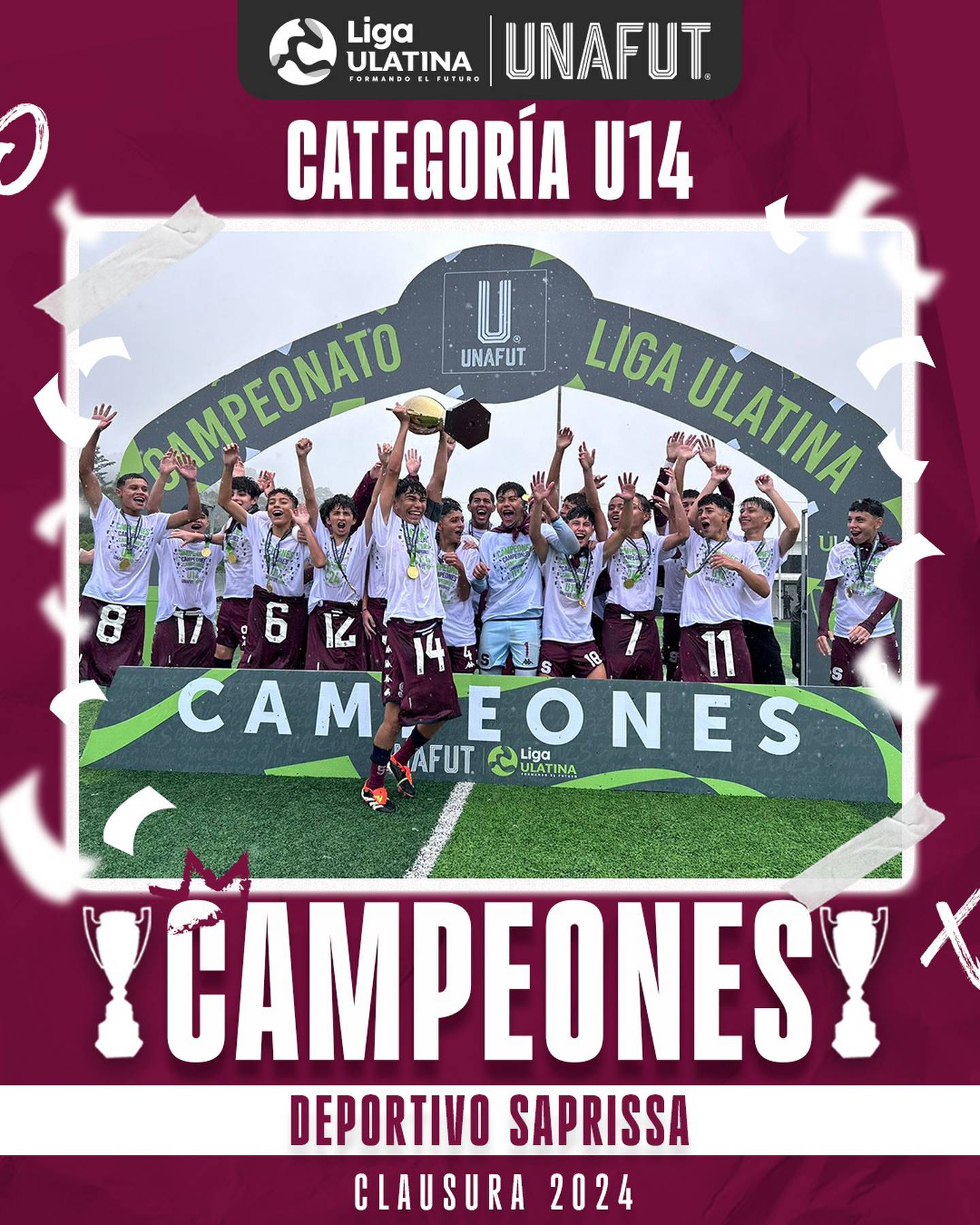 Saprissa se proclamó campeón de la categoría U-14.