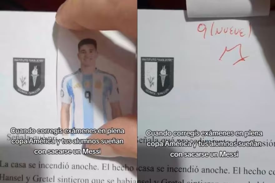Un profesor argentino usa dorsales de jugadores argentinos para calificar exámenes y motiva a sus alumnos con humor.