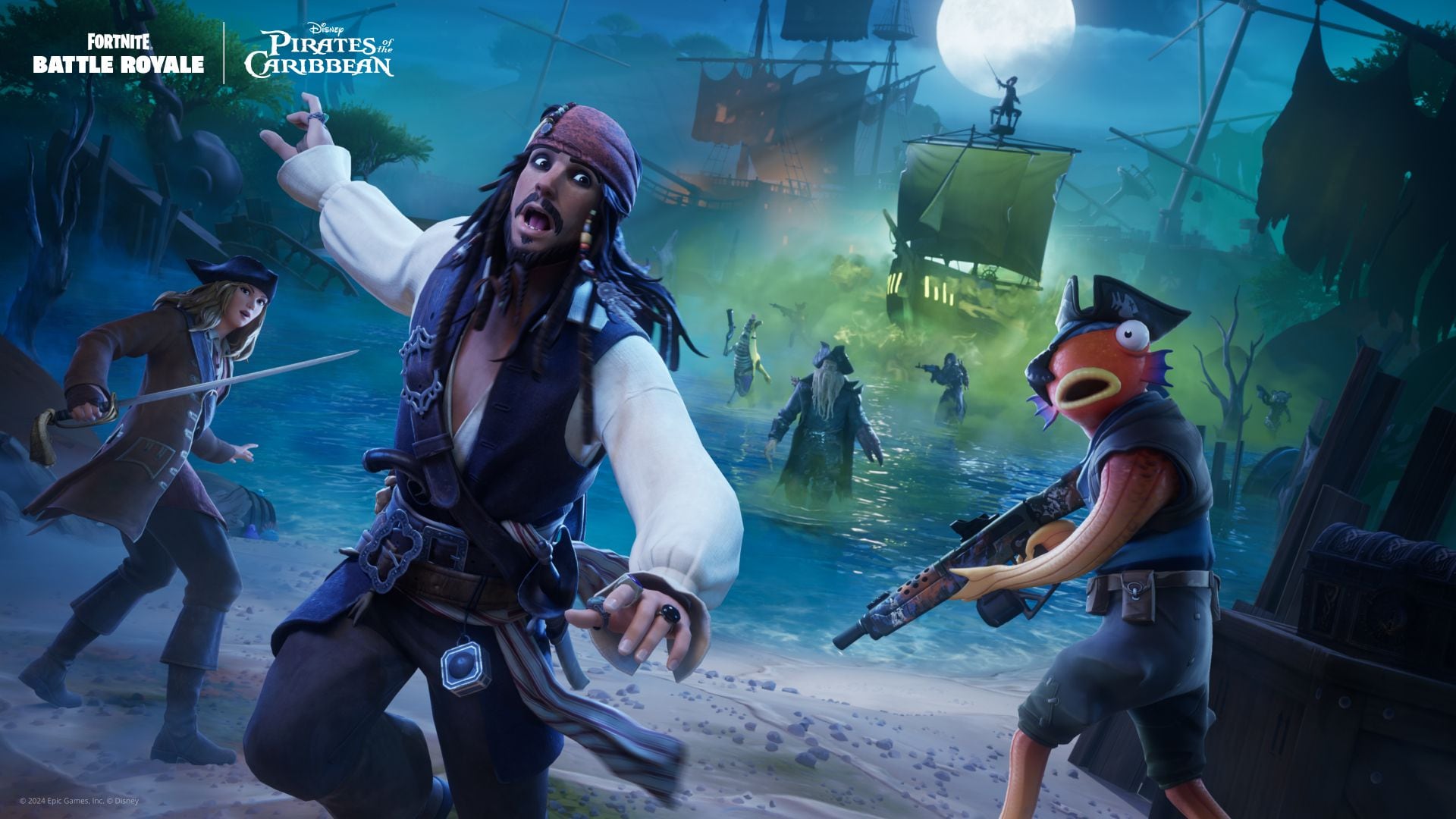 Fortnite y Piratas del Caribe se unieron en una colaboración que trae tesoros, armas y hasta maldiciones. Foto: Sitio web de Fornite.
