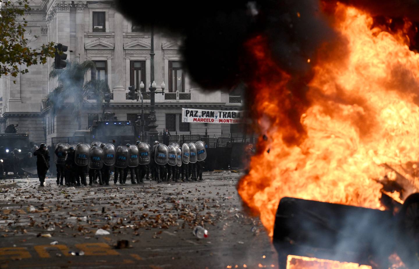 La policía respondió a los manifestantes que se oponían a la reforma propuesta por Javier Milei. Foto: AFP
