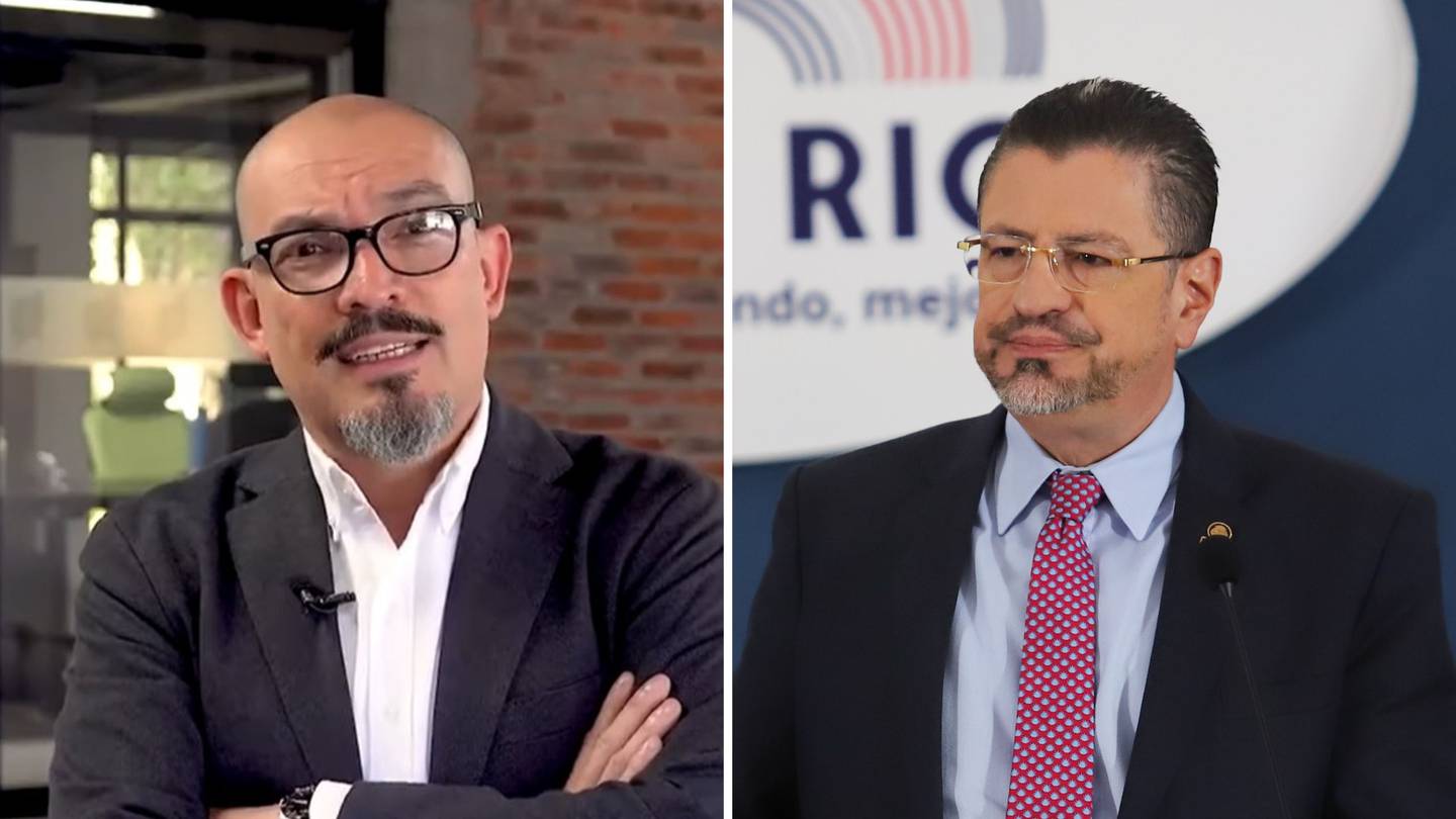 En la imagen el empresario y productor audiovisual, Christian Bulgarelli, y el presidente de la República, Rodrigo Chaves.