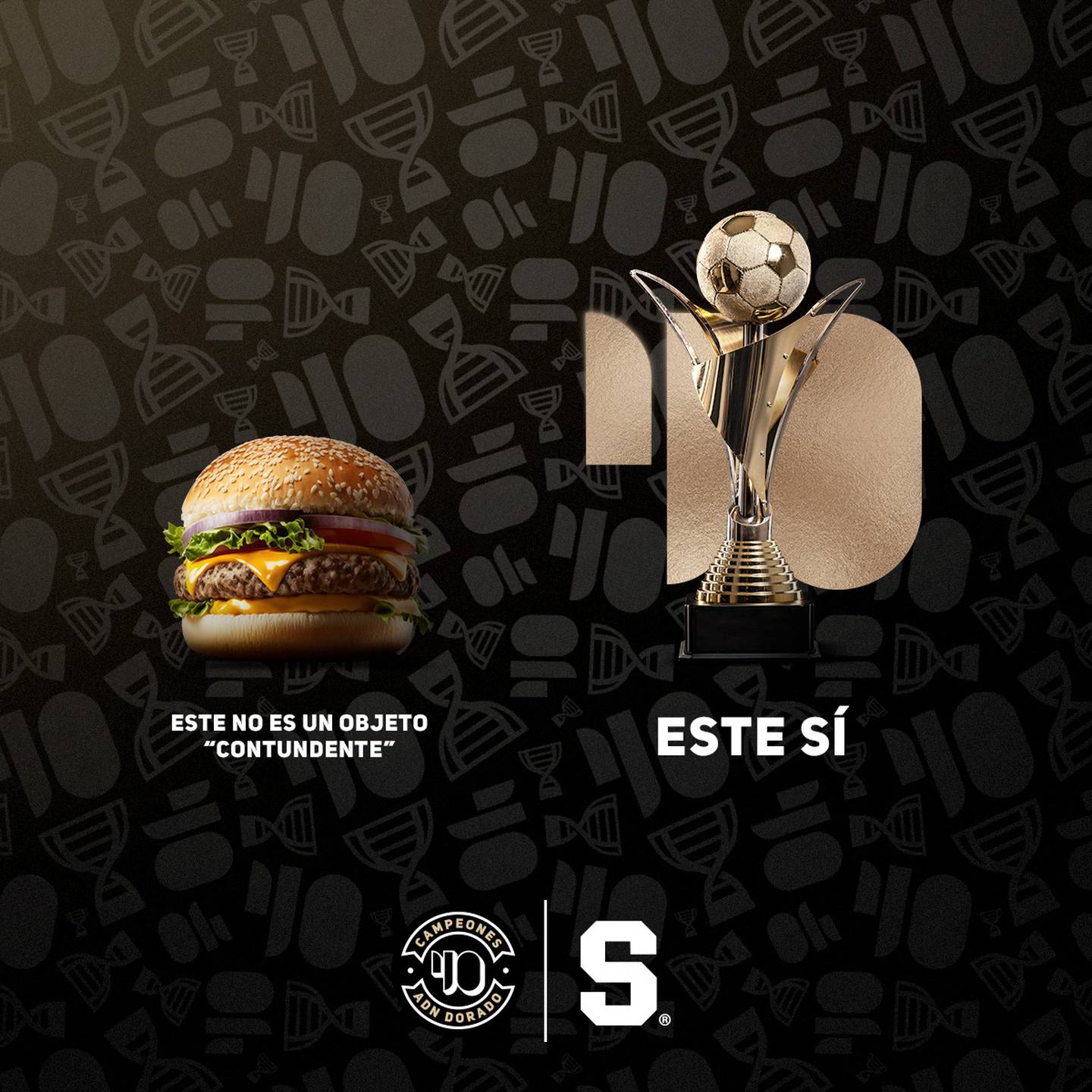 El Deportivo Saprissa compartió esta imagen en sus redes sociales en la que hacen mofa de su rival, Liga Deportiva Alajuelense, pues en la semifinal uno de los aficionados manudos lanzó una hamburguesa al terreno de juego.