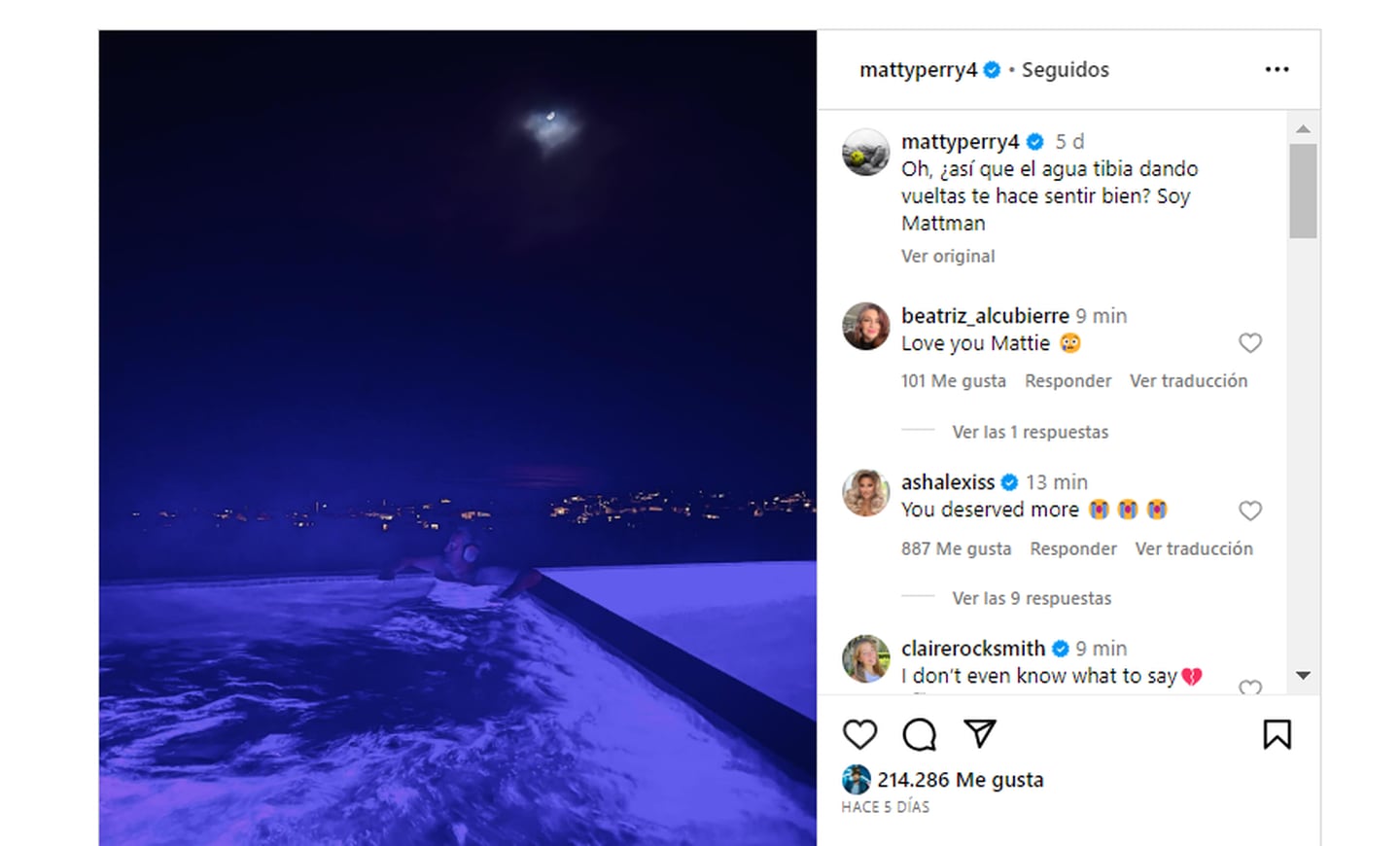 Este fue el último posteo de Matthew Perry en su red social de Instagram.