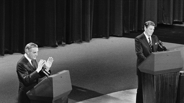 La diferencia de edad entre Ronald Rigan y Walter Mondale fue una de las particularidades de la elección de 1984. Foto: AFP/Getty Images