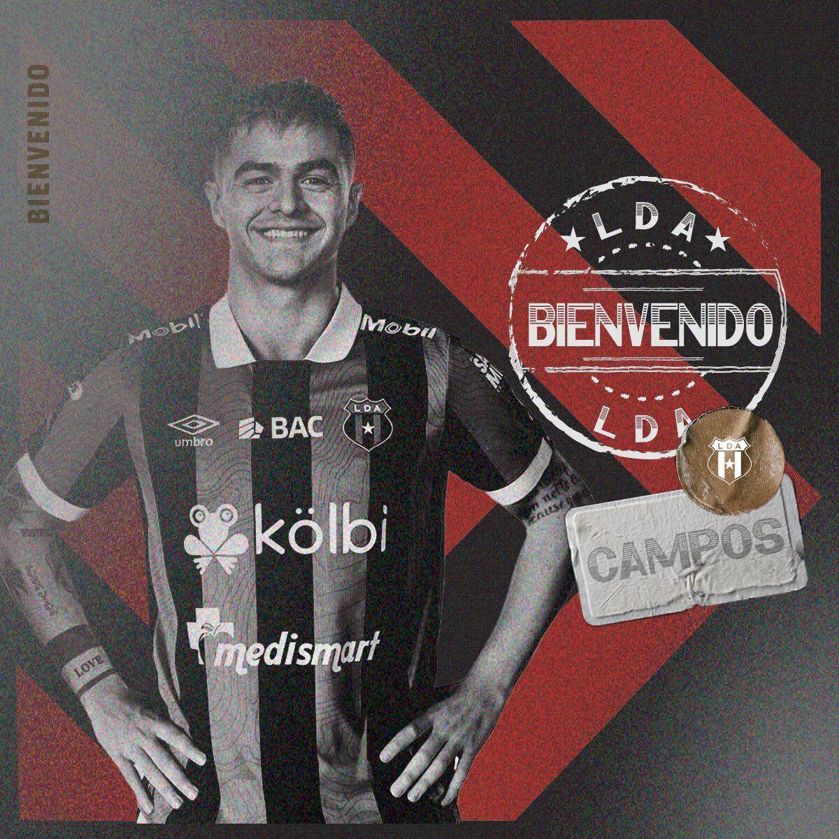 Diego Campos jugará con Liga Deportiva Alajuelense. El volante firmó por dos años con los rojinegros.
