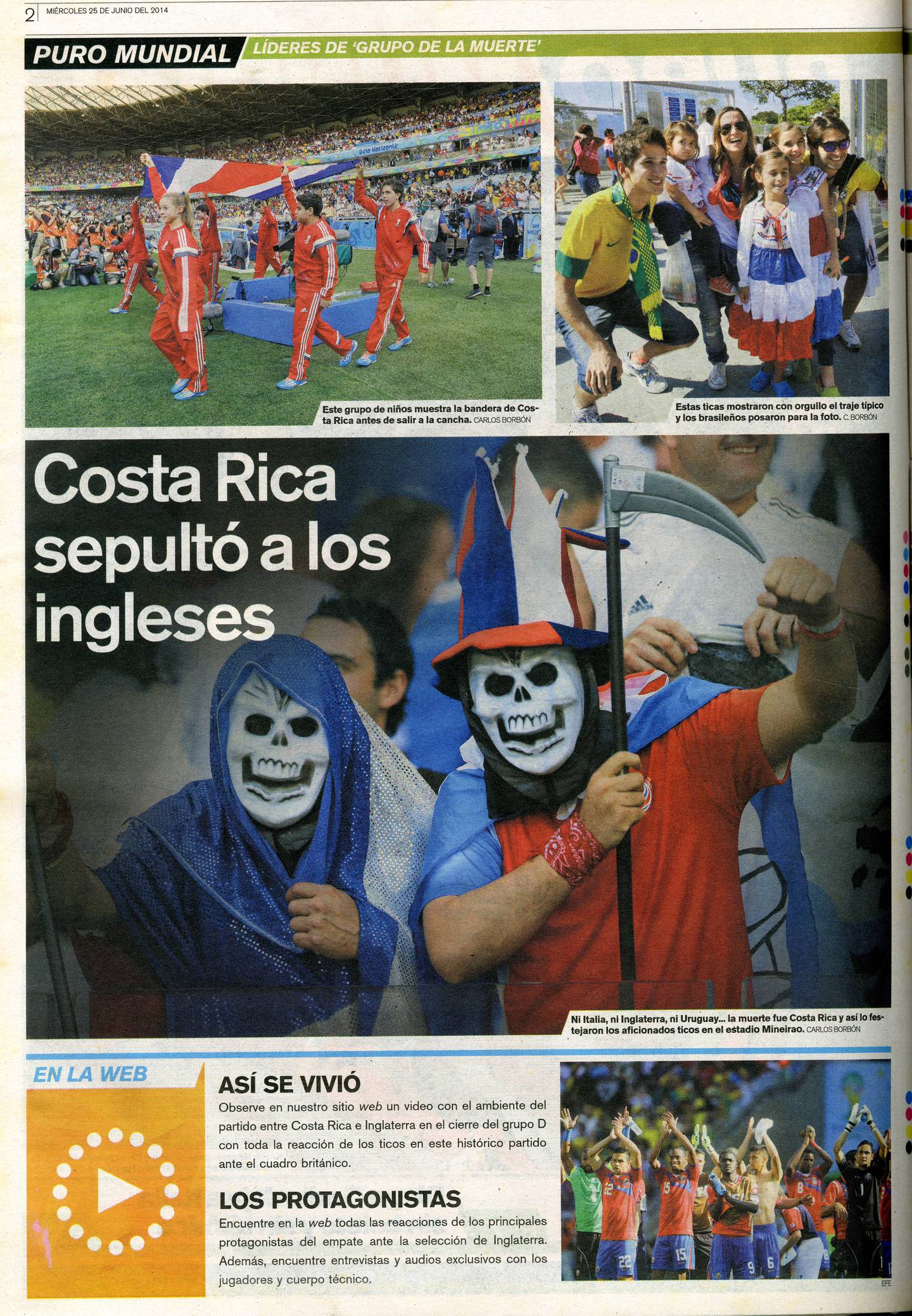 Mundial 2014 La Nación, Partido Costa Rica vs. Inglaterra en Brasil 2014.
