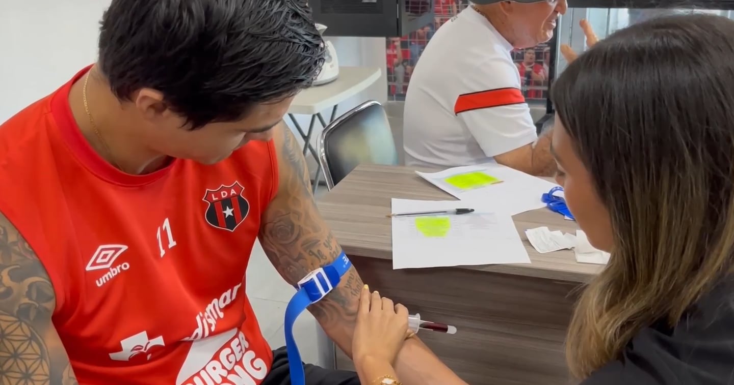 Diego Campos fue uno de los jugadores de Liga Deportiva Alajuelense a quienes les practicaron exámenes de sangre este viernes 21 de junio.