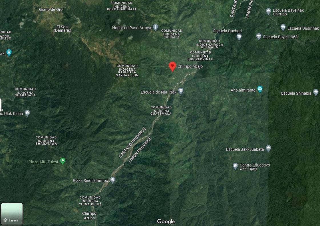 Para llegar al sitio del ataque, las autoridades policiales debían ingresar por Roca Quemada hacia Chirripó Abajo.