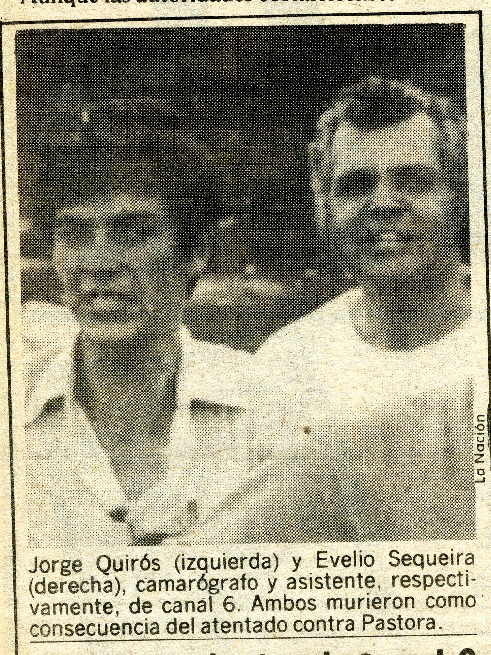 El camarógrafo Jorge Quirós y el asistente Evelio Sequeira viajaron a La Penca como parte del equipo de cobertura de 'Notiseis'.  Ese fue su primer gran trabajo fuera de San José.