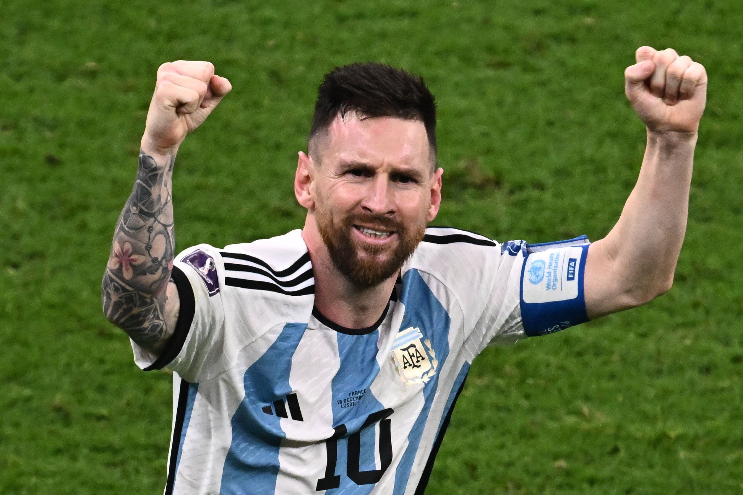 Lionel Messi, el capitán de Argentina, en un festejo en el encuentro contra Francia.