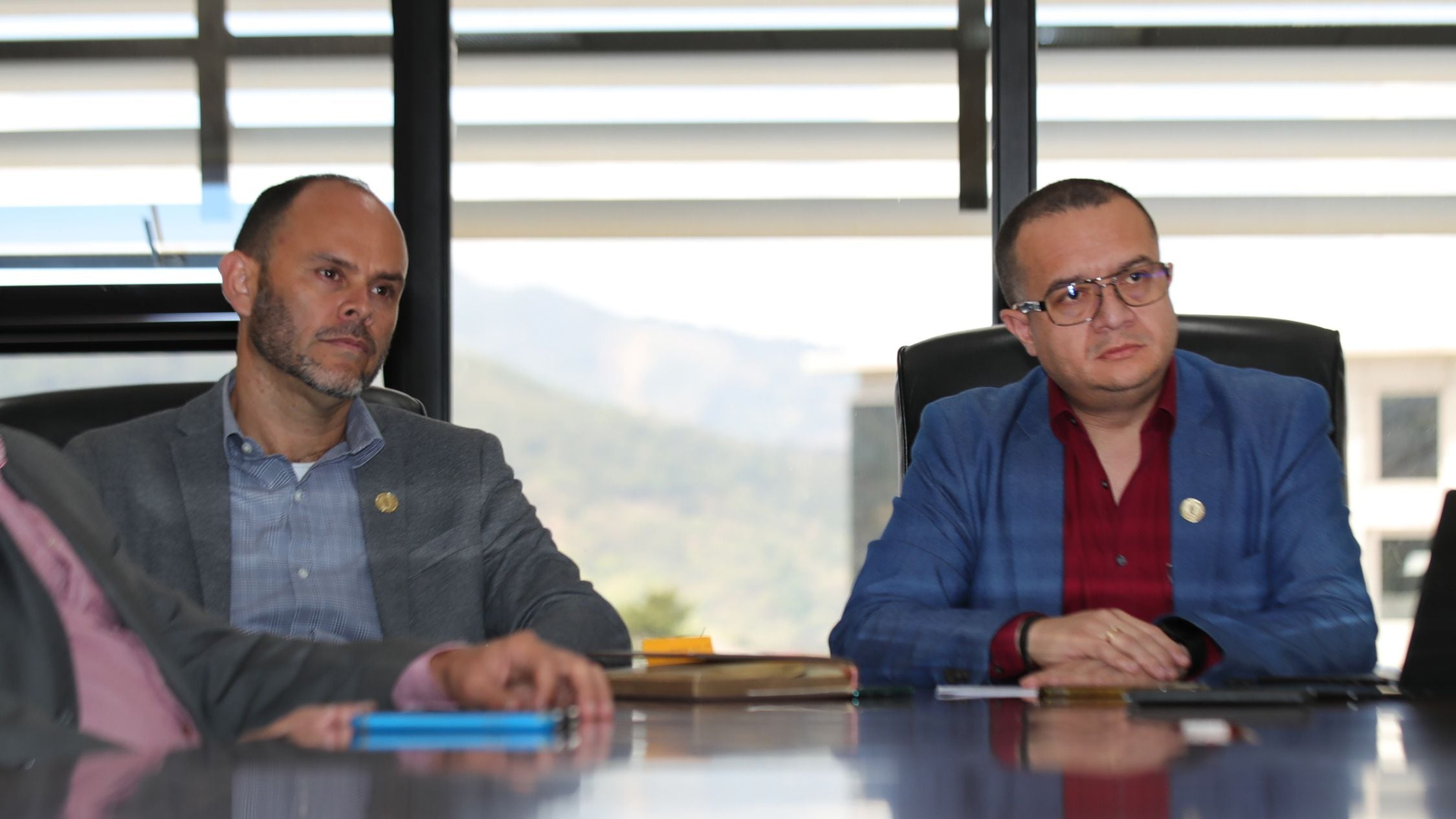 Exleine Sánchez, exviceministro de Justicia, junto al ministro Gerald Campos, en el 2023. Foto: 