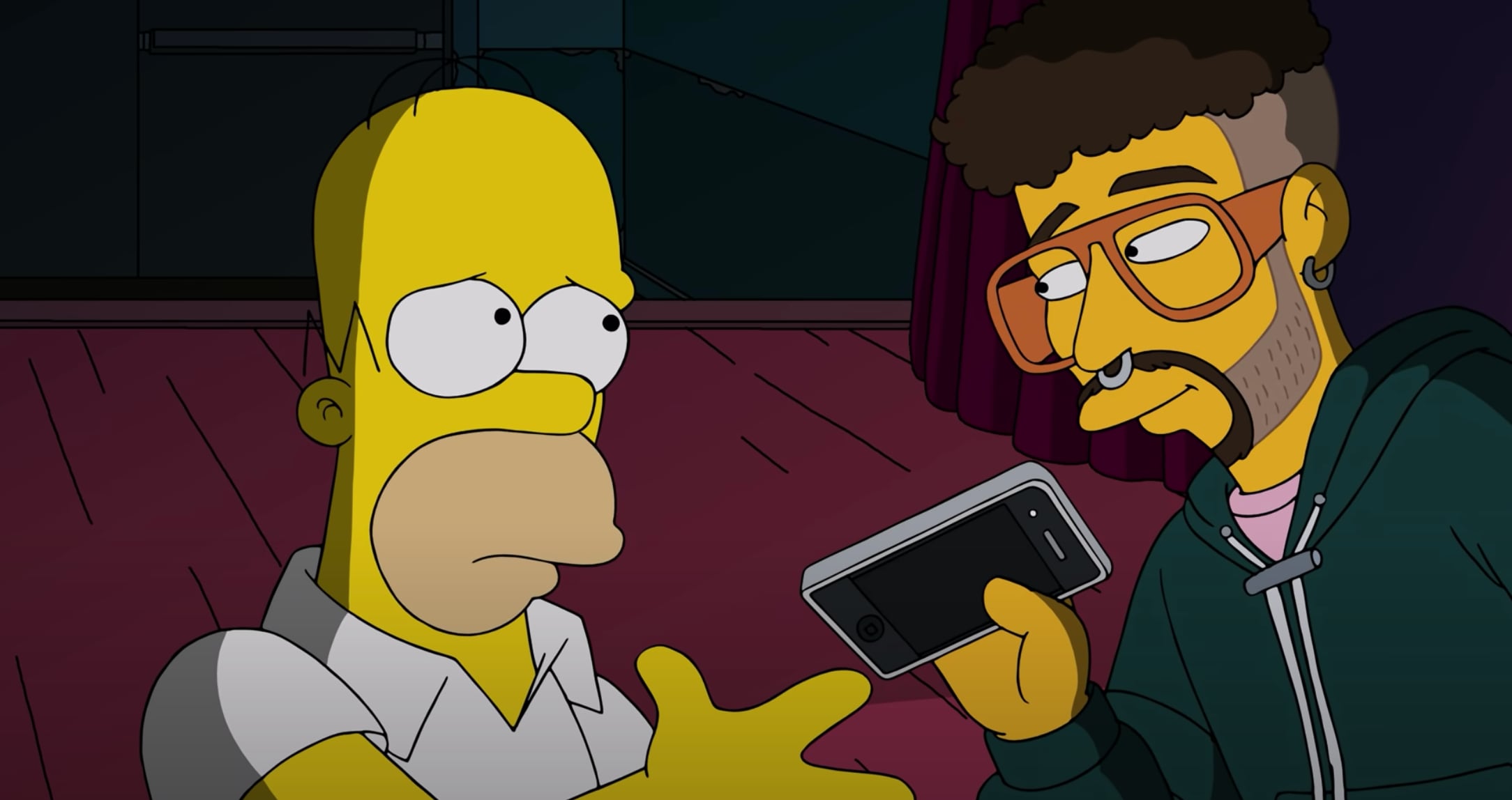 Una de las últimas predicciones que hicieron 'Los Simpson' fue el famoso episodio cuando Bad Bunny destruyó un teléfono celular, lo que pasó en la vida real días después cuando el artista lanzó al agua el aparato de una fan.