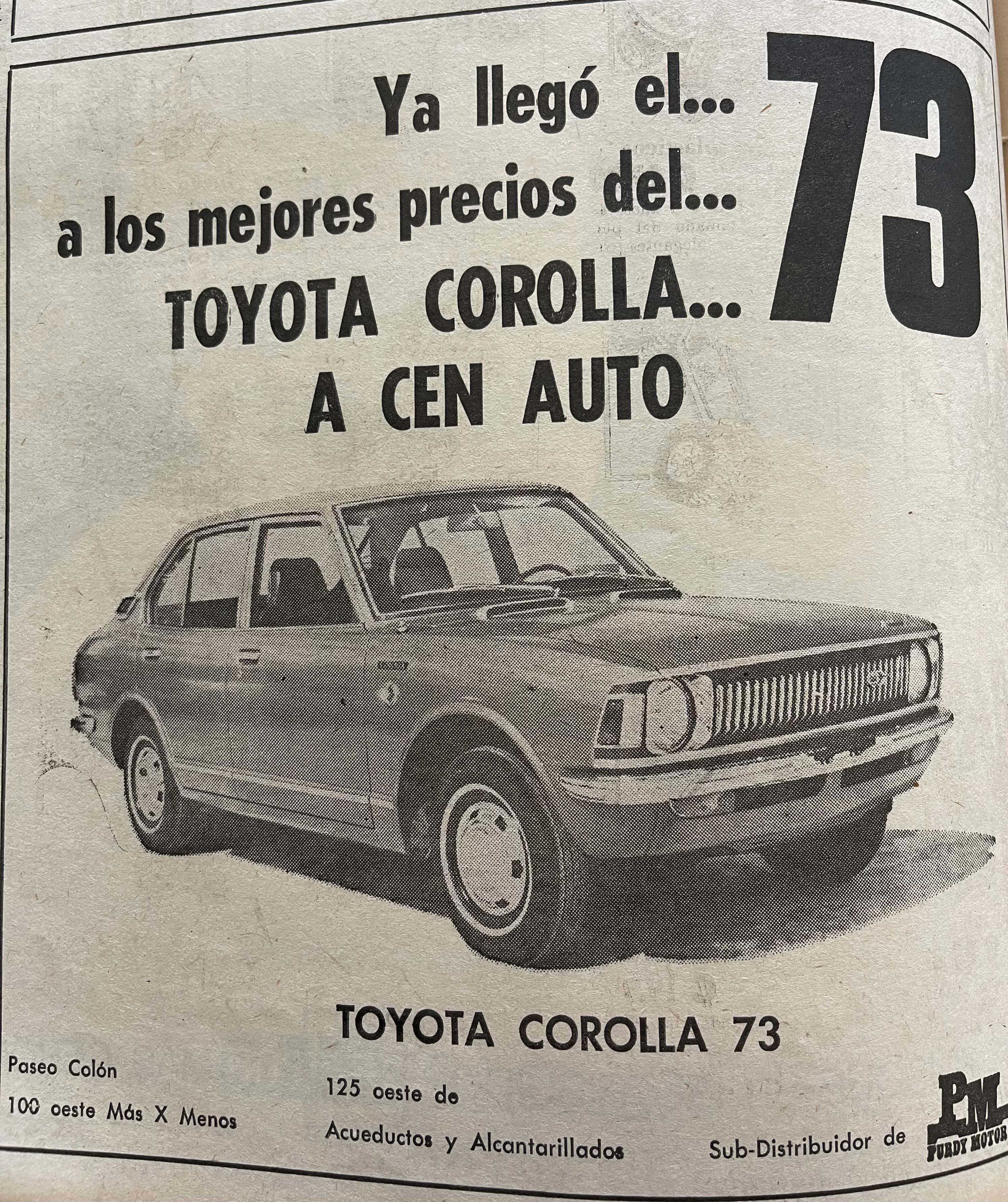 El nuevo Toyota Corolla 1973.