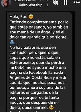 María Fernanda Rodríguez ha compartido varios de los mensajes que le han enviado mujeres que han pasado por el mismo dolor. Foto: Captura de pantalla  
