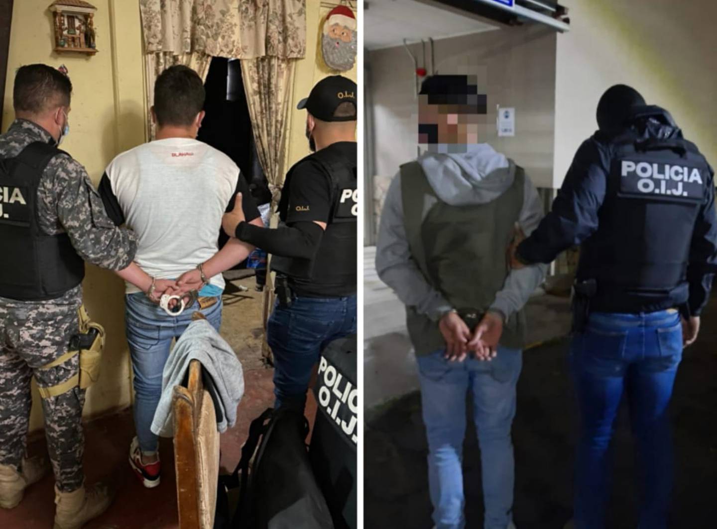 Las edades de los detenidos van de los 19  y los 44 años. En la foto dos de los sospechosos cuyas casas fueron allanadas este miércoles. Foto: Cortesía OIJ.