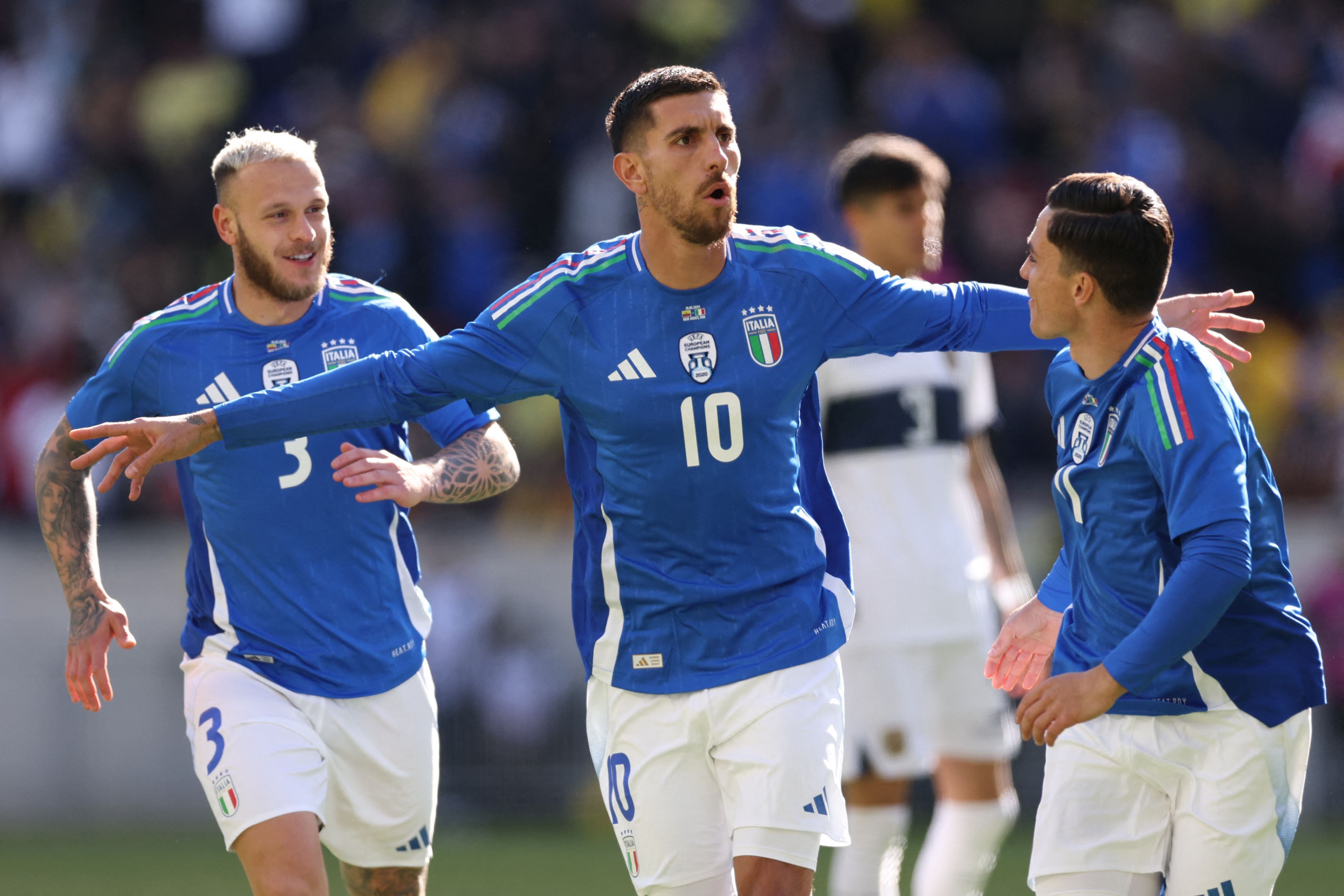 Lorenzo Pellegrini marcó una de las dianas de Italia contra Ecuador. 