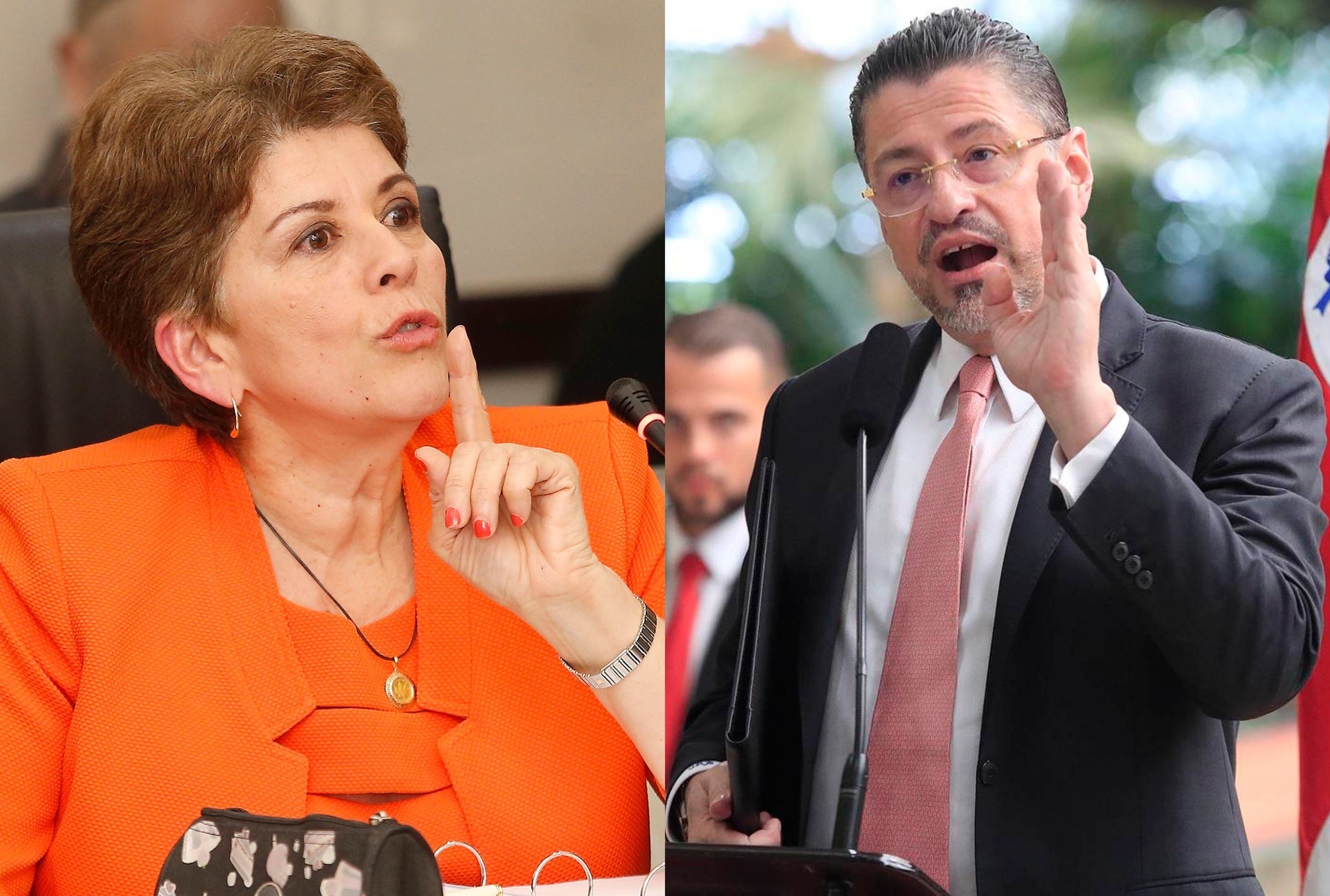 La contralora general, Marta Acosta, y el presidente Rodrigo Chaves.