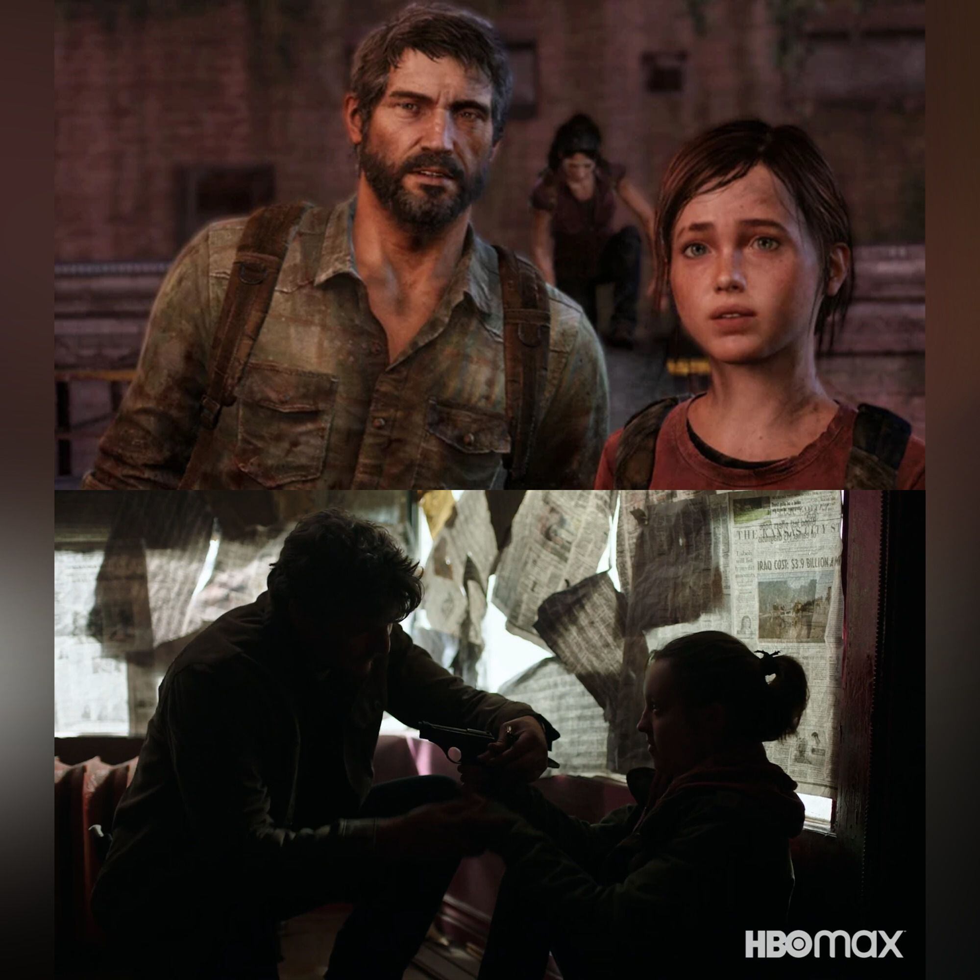 Comparativa de fotogramas entre el videojuego y la producción para televisión. Foto: HBO