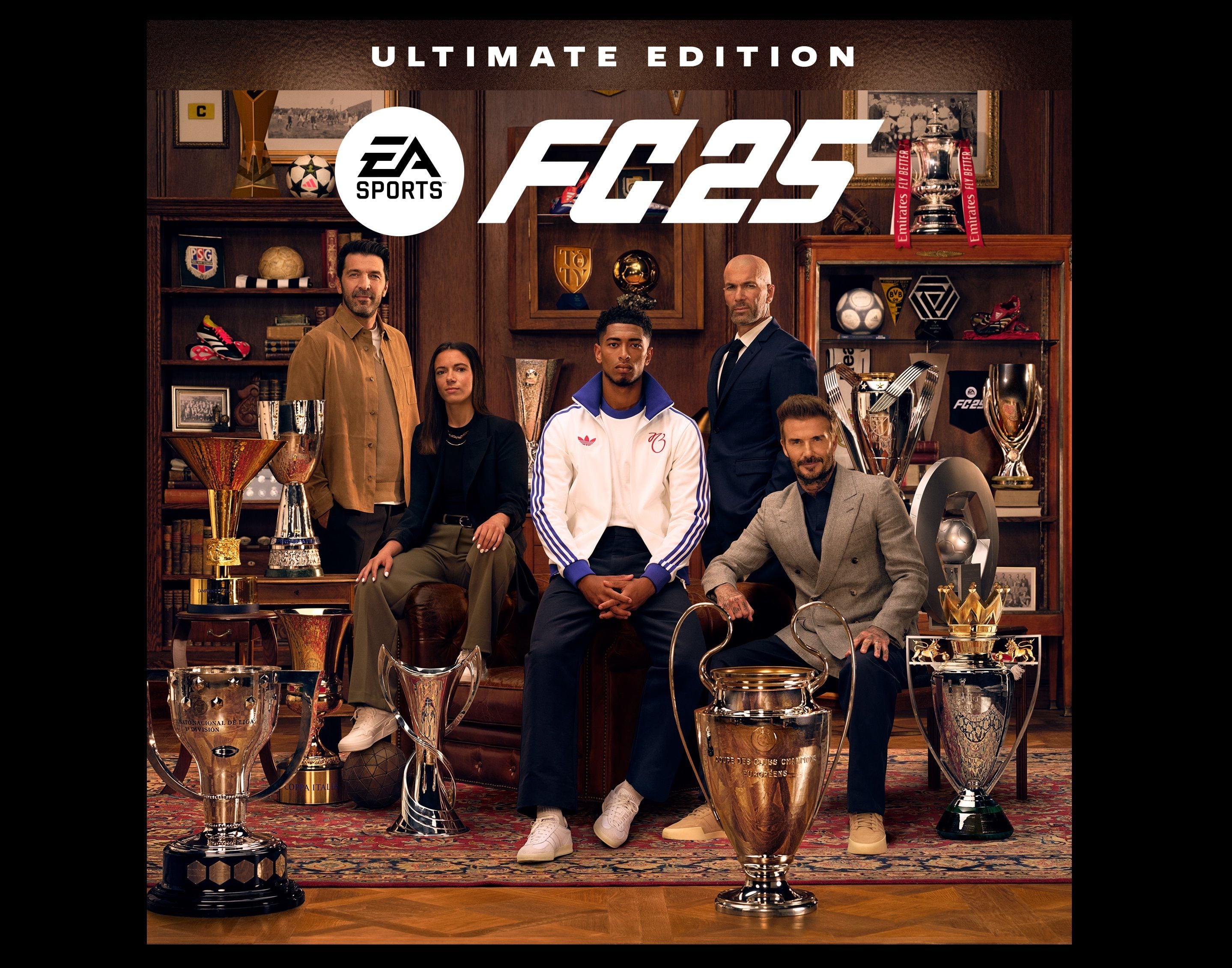 La portada de EA Sports FC 25 Ultimate incluye a las estrellas David Beckham, Zinedine Zidane, Aitana Bonmatí, Gianluigi Buffon y Jude Bellingham.