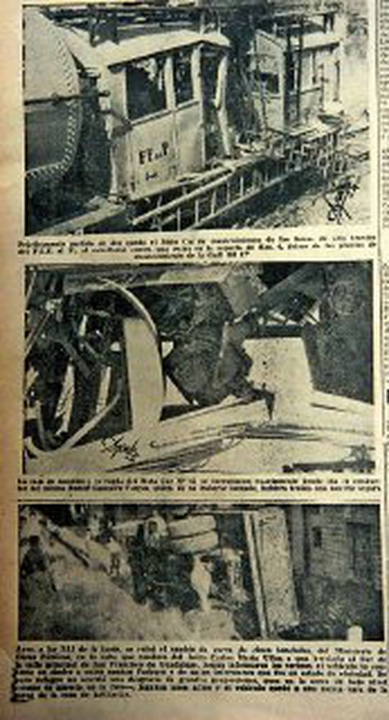 Accidente en el ferrocarril Midland cerca de Sheffield, los trenes después  de la colisión (grabado)