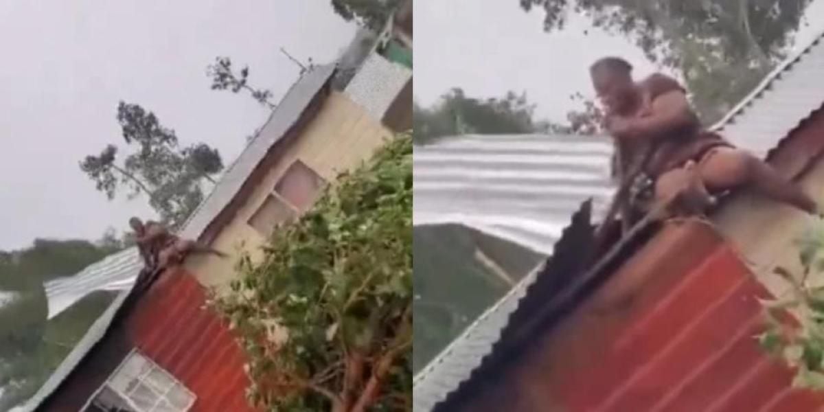 Mujer se aferró al techo de su casa durante paso del huracán Beryl en Jamaica