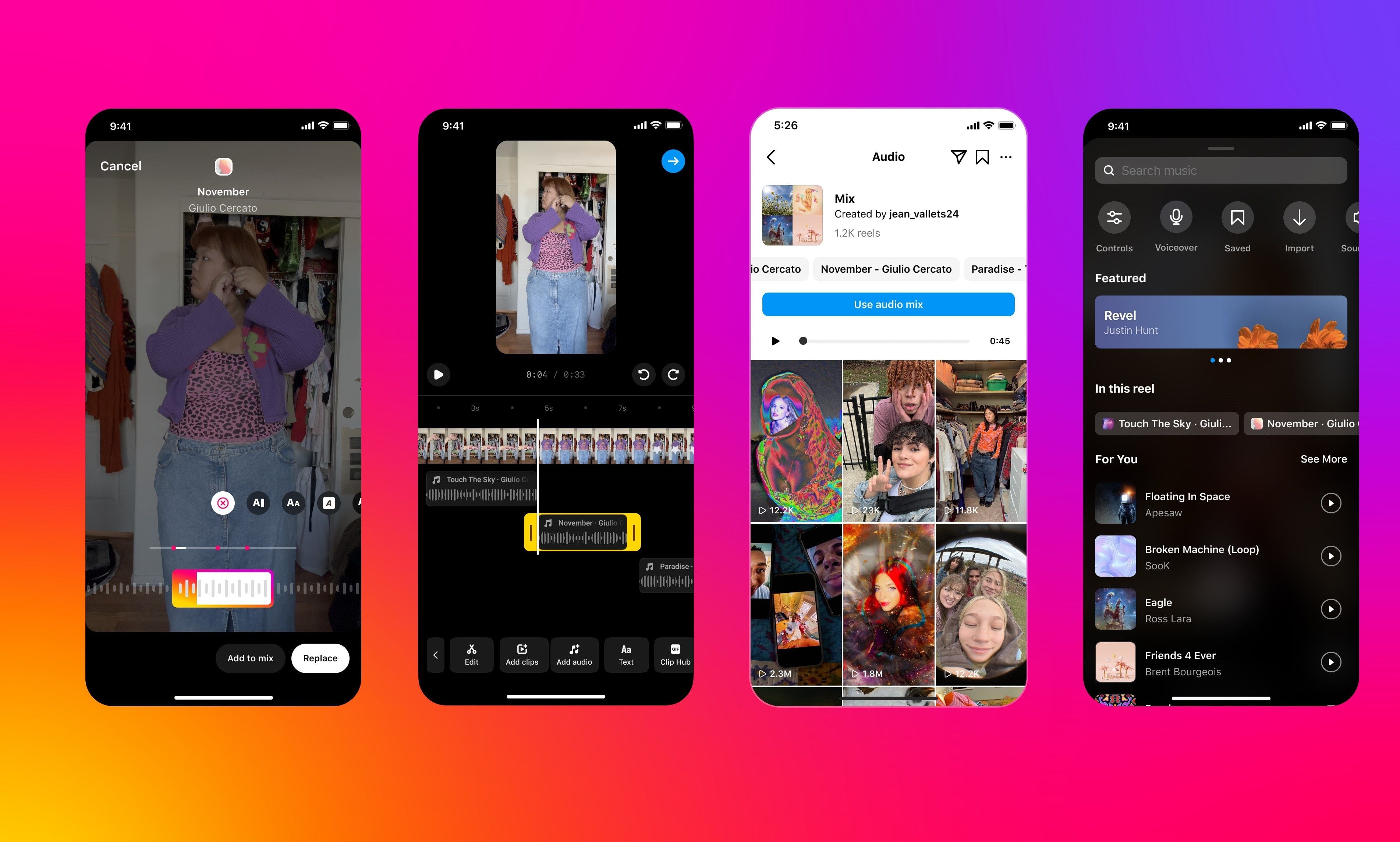 Instagram lanza función de audio multipista para 'reels', permitiendo añadir hasta 20 canciones y nuevas opciones de edición.