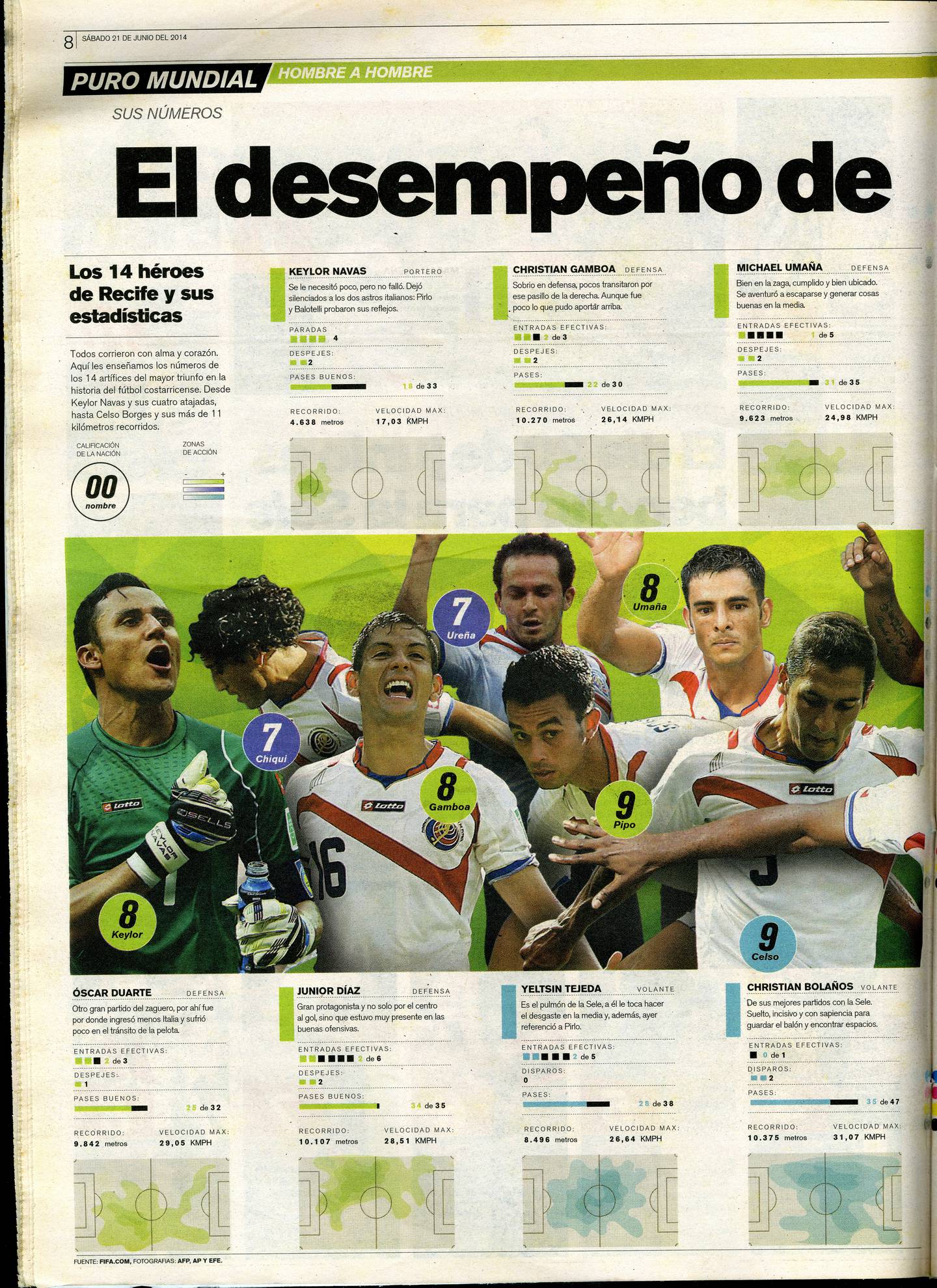 Partido Costa Rica vs. Italia en el Mundial de Brasil 2014. / Archivo LN