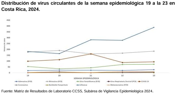 Esta es la evolución de los virus respiratorios en las últimas semanas, según el Ministerio de Salud. 

Gráfico: Ministerio de Salud