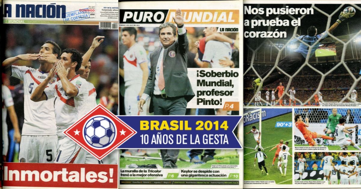 Así consignó 'La Nación' el momento en el que la Selección de Costa Rica se despidió del inolvidable Mundial de Brasil 2014.